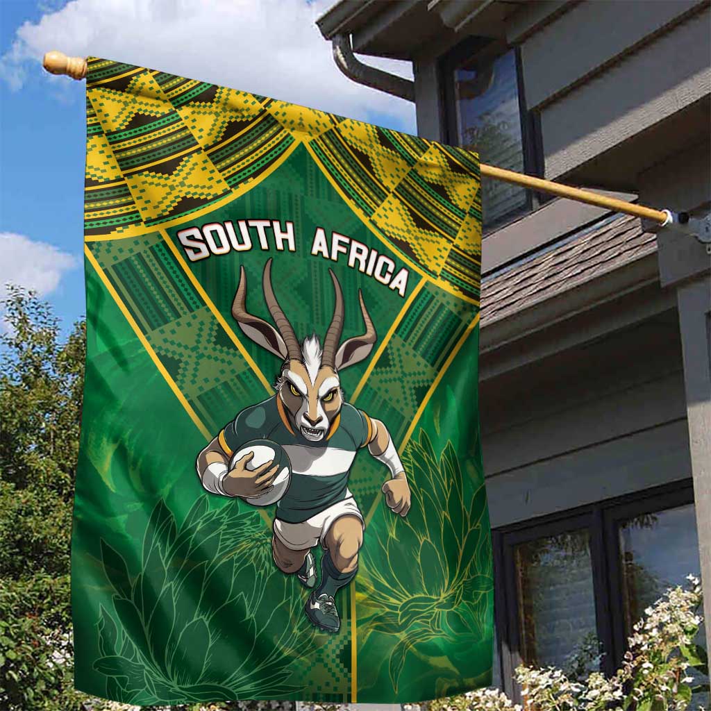 South Africa Rugby 2024 Garden Flag Go Bokke African Pattern LT05