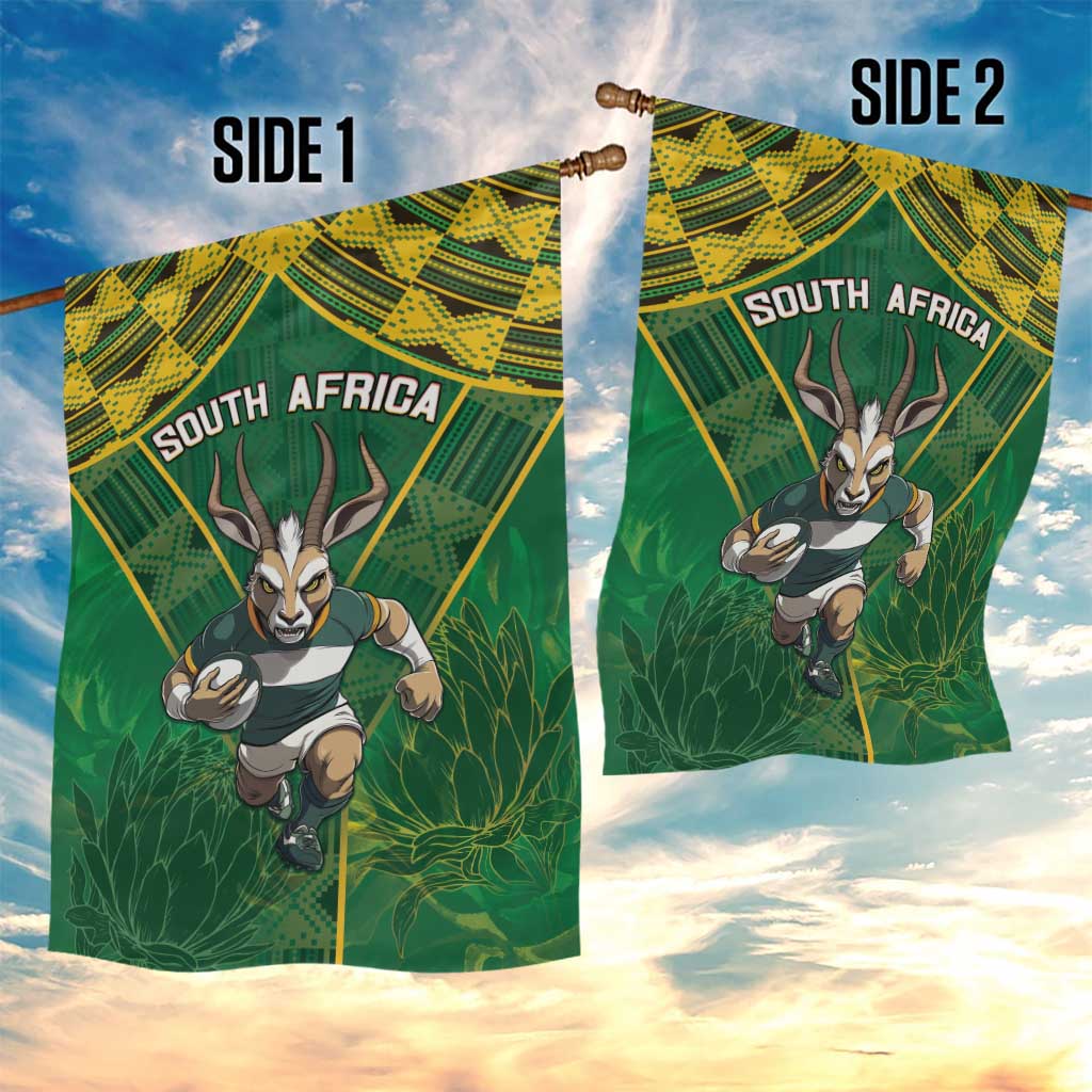 South Africa Rugby 2024 Garden Flag Go Bokke African Pattern LT05