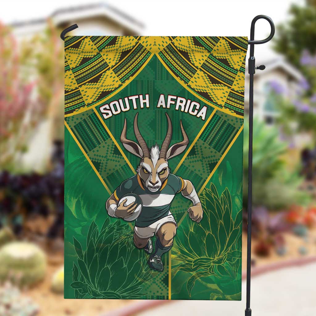 South Africa Rugby 2024 Garden Flag Go Bokke African Pattern LT05