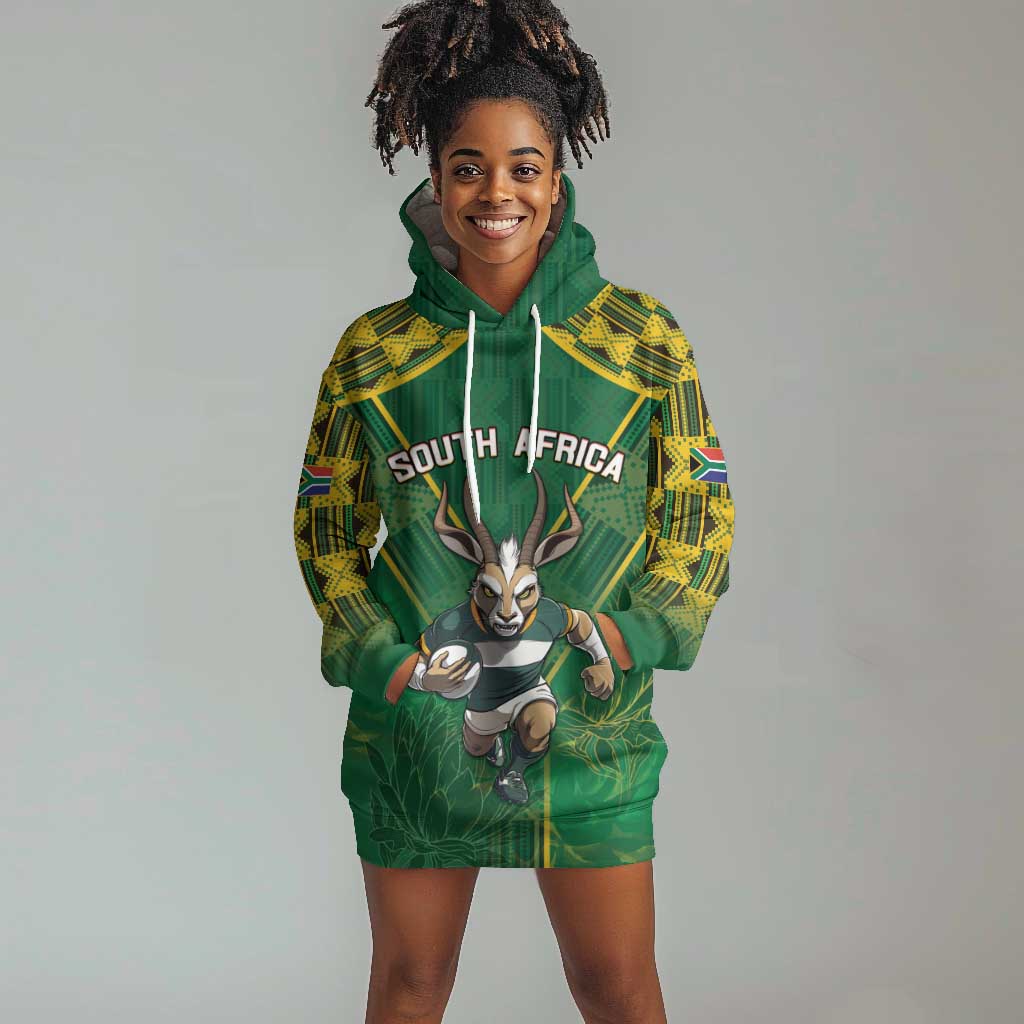 Custom South Africa Rugby 2024 Hoodie Dress Go Bokke African Pattern LT05