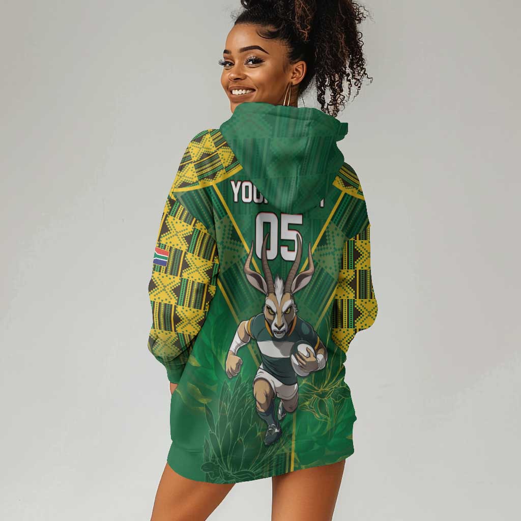 Custom South Africa Rugby 2024 Hoodie Dress Go Bokke African Pattern LT05