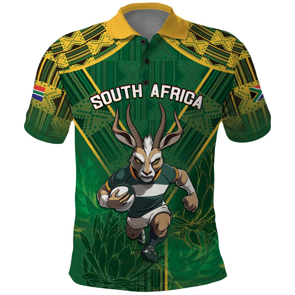 Custom South Africa Rugby 2024 Polo Shirt Go Bokke African Pattern LT05