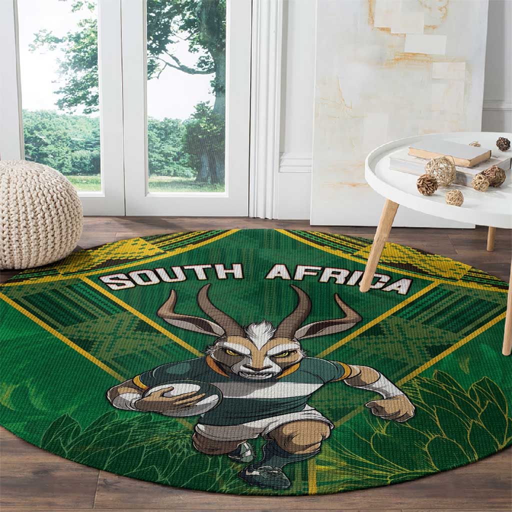 South Africa Rugby 2024 Round Carpet Go Bokke African Pattern LT05