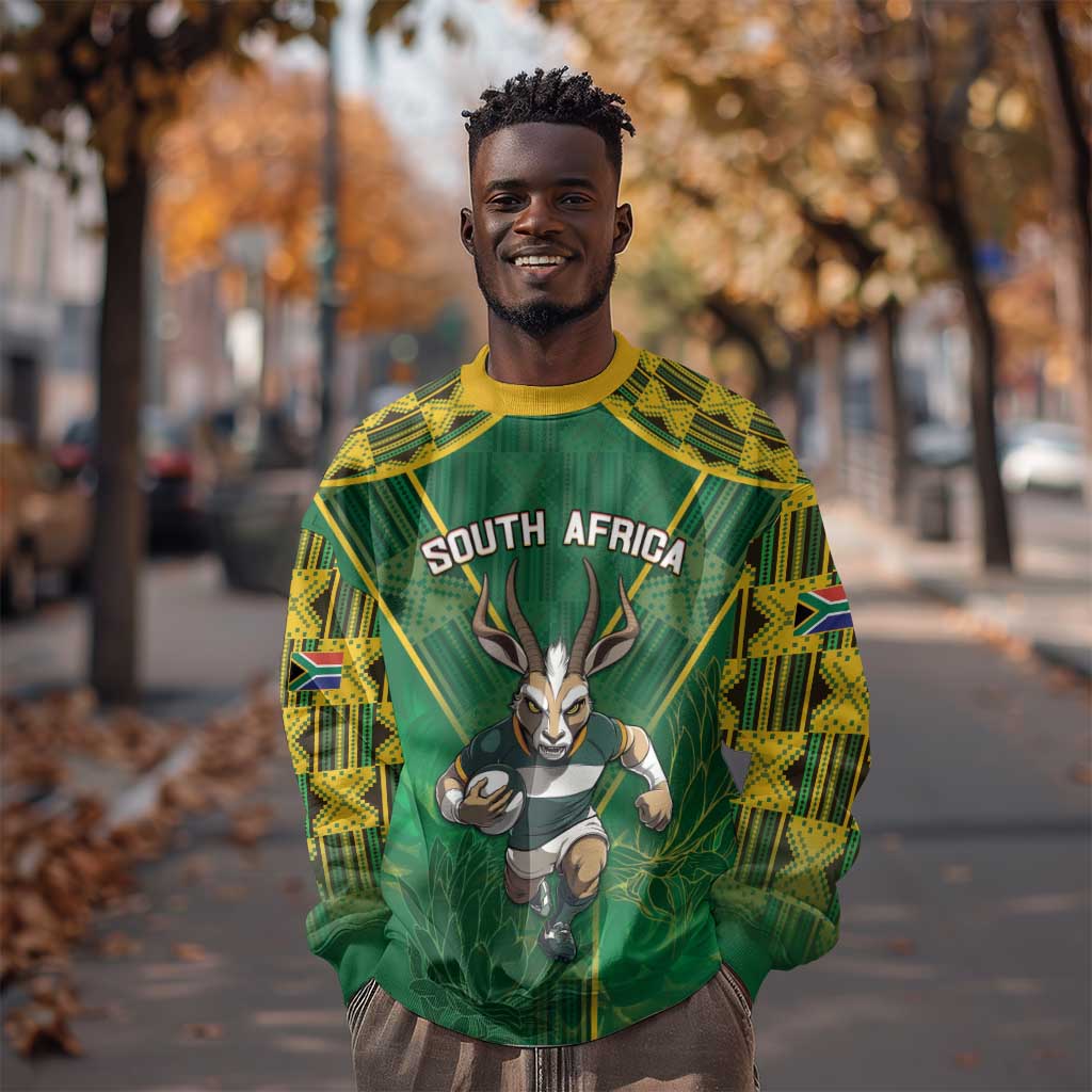 Custom South Africa Rugby 2024 Sweatshirt Go Bokke African Pattern LT05