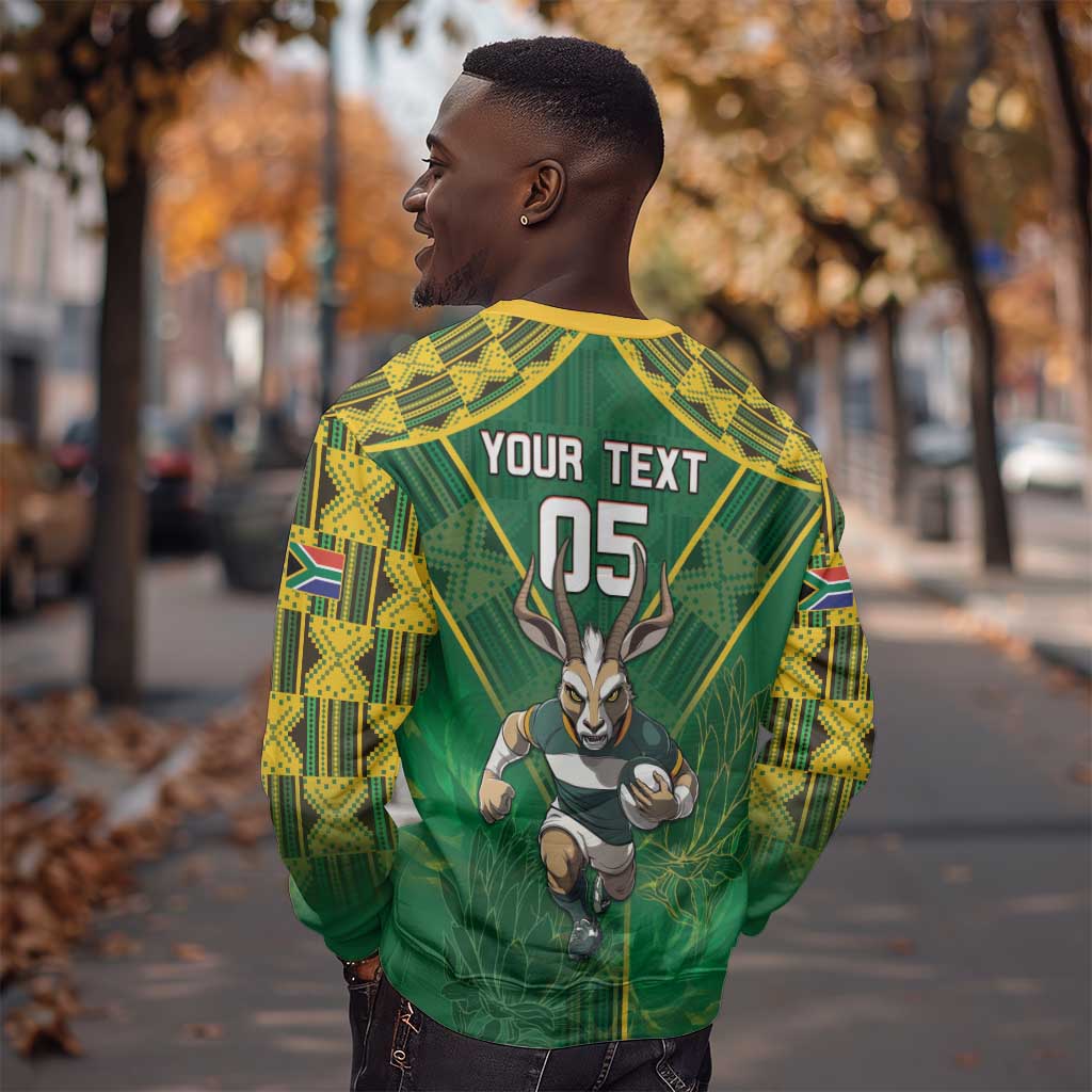 Custom South Africa Rugby 2024 Sweatshirt Go Bokke African Pattern LT05