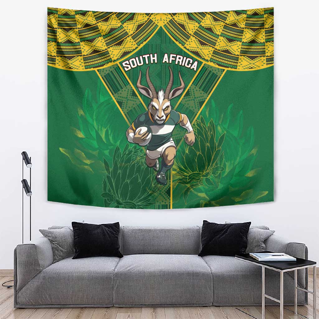 South Africa Rugby 2024 Tapestry Go Bokke African Pattern LT05