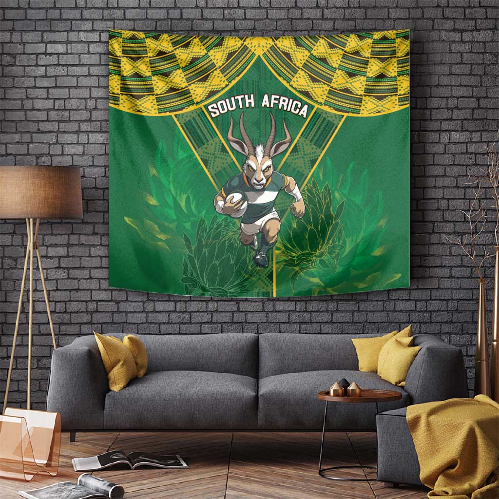 South Africa Rugby 2024 Tapestry Go Bokke African Pattern LT05