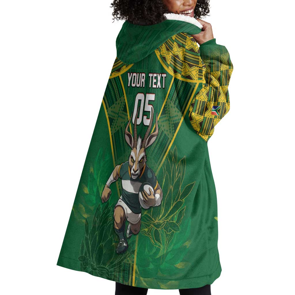Custom South Africa Rugby 2024 Wearable Blanket Hoodie Go Bokke African Pattern LT05