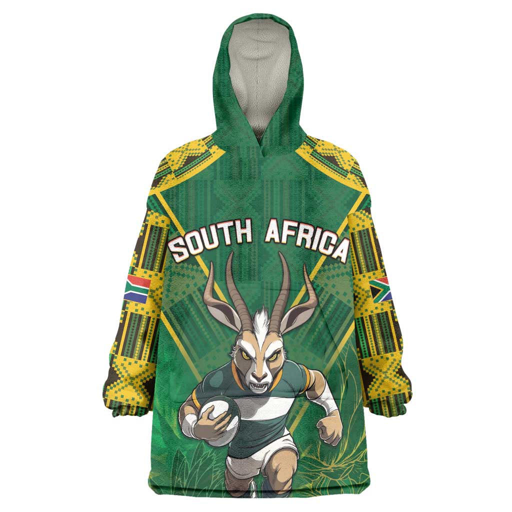 Custom South Africa Rugby 2024 Wearable Blanket Hoodie Go Bokke African Pattern LT05
