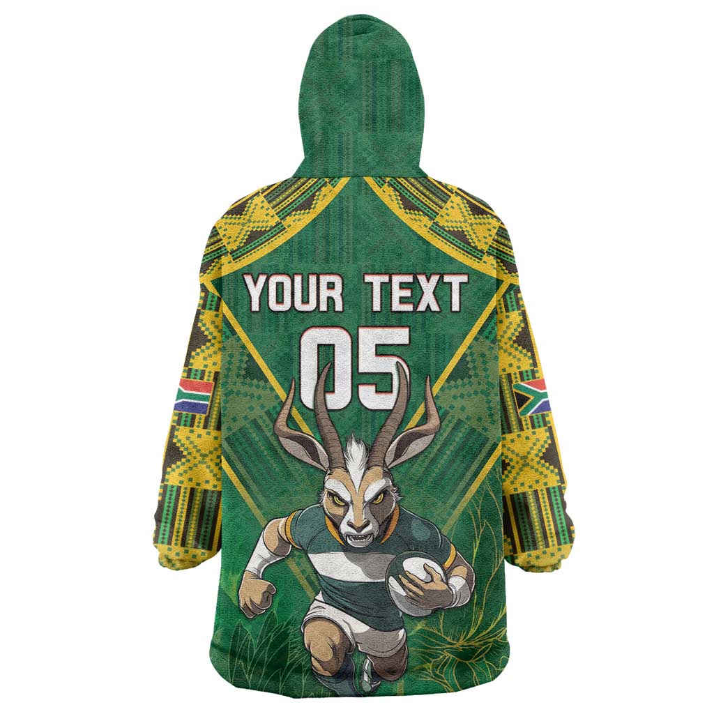 Custom South Africa Rugby 2024 Wearable Blanket Hoodie Go Bokke African Pattern LT05
