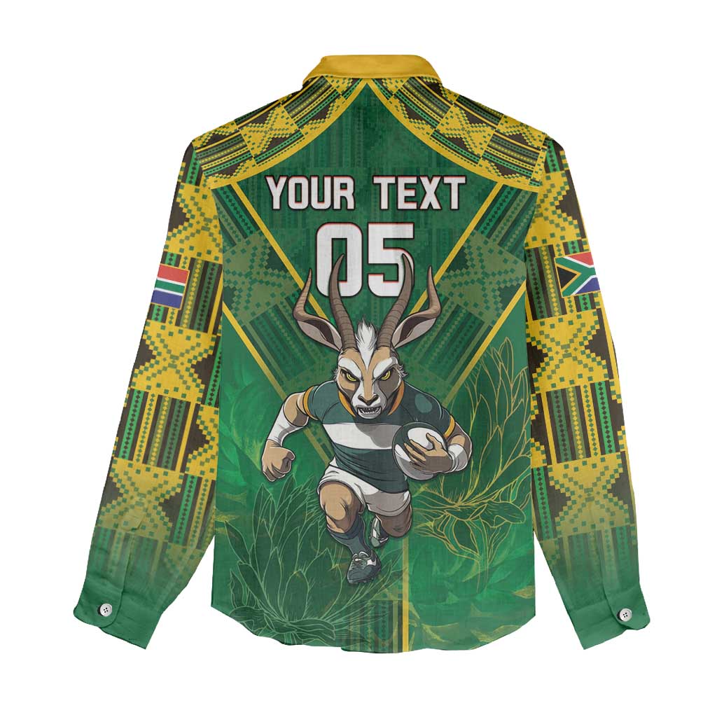 Custom South Africa Rugby 2024 Women Casual Shirt Go Bokke African Pattern LT05