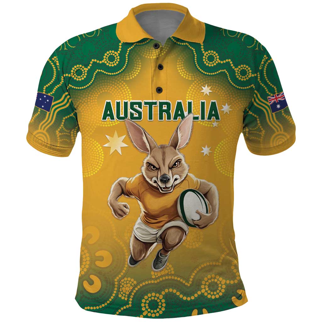 Custom Australia Rugby 2024 Polo Shirt Go Wallabies Aboriginal Pattern LT05