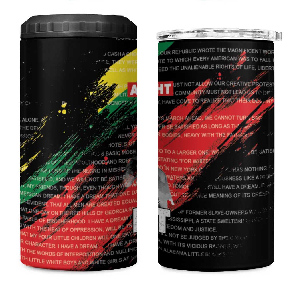 MLK Honoring The Legacy 4 in 1 Can Cooler Tumbler Black Version LT05