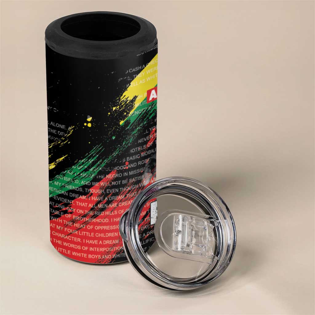 MLK Honoring The Legacy 4 in 1 Can Cooler Tumbler Black Version LT05