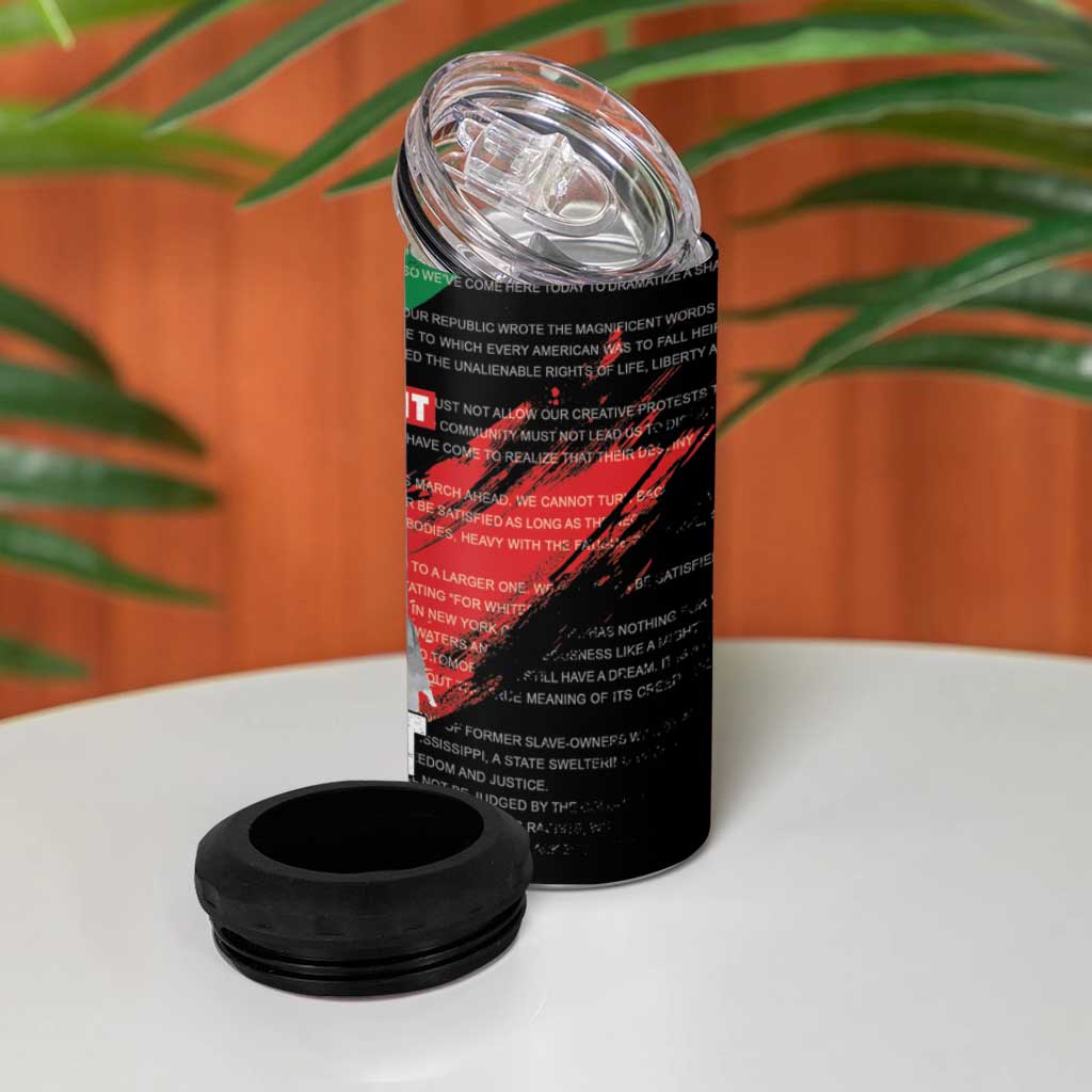 MLK Honoring The Legacy 4 in 1 Can Cooler Tumbler Black Version LT05