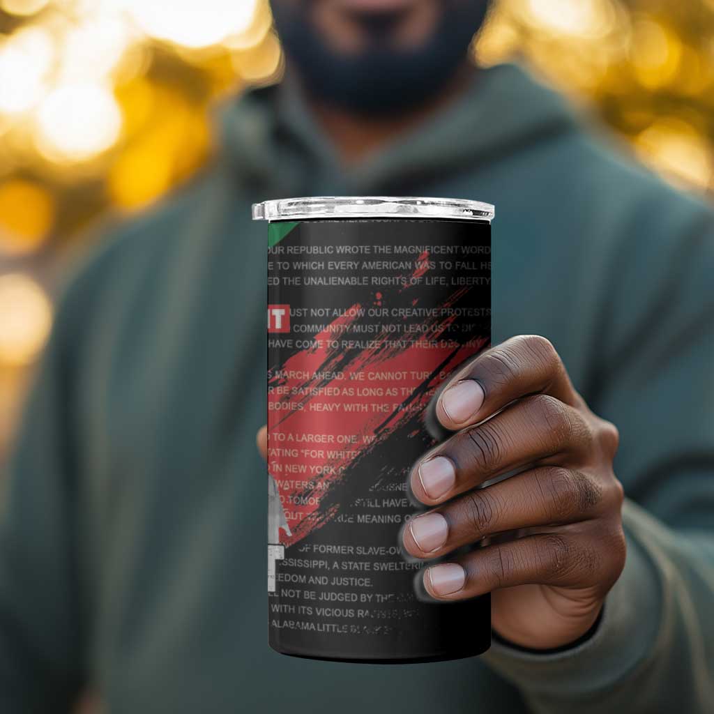 MLK Honoring The Legacy 4 in 1 Can Cooler Tumbler Black Version LT05