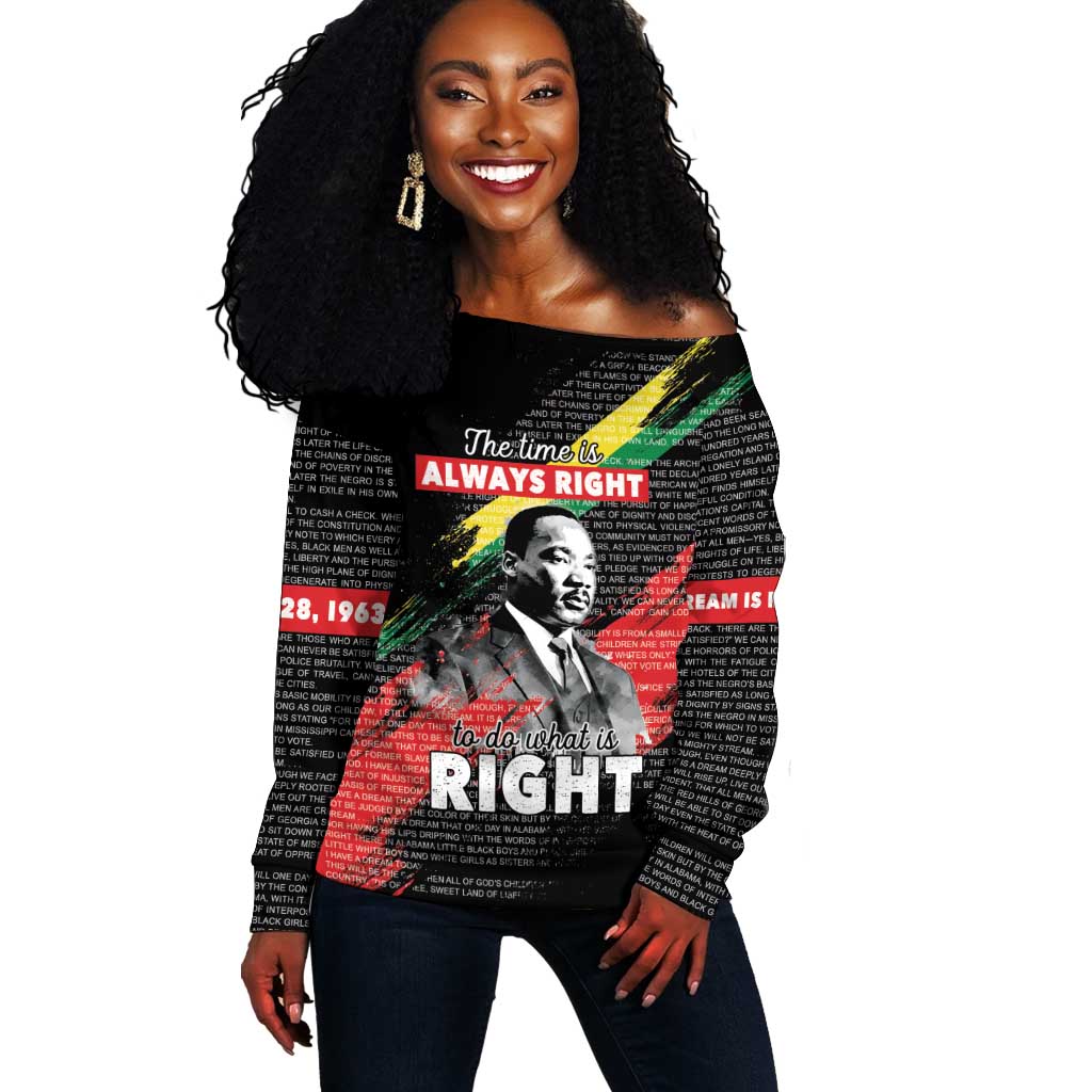 MLK Honoring The Legacy Off Shoulder Sweater Black Version LT05