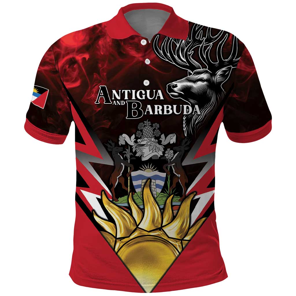 Personalized Antigua and Barbuda Polo Shirt Coat Of Arms With Fallow Deer LT05