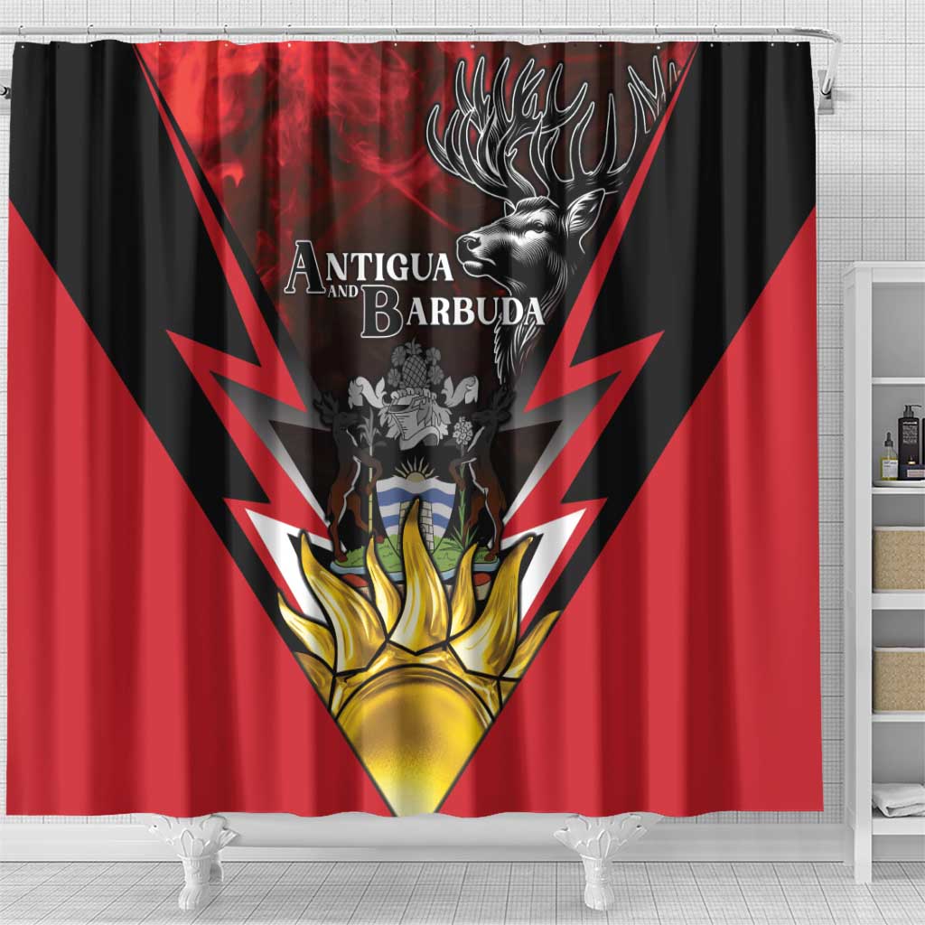Antigua and Barbuda Shower Curtain Coat Of Arms With Fallow Deer LT05