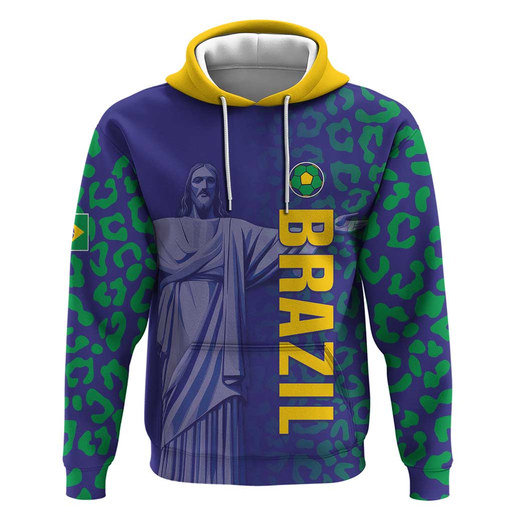 Custom Brazil Football Hoodie With Leopard Pattern LT05