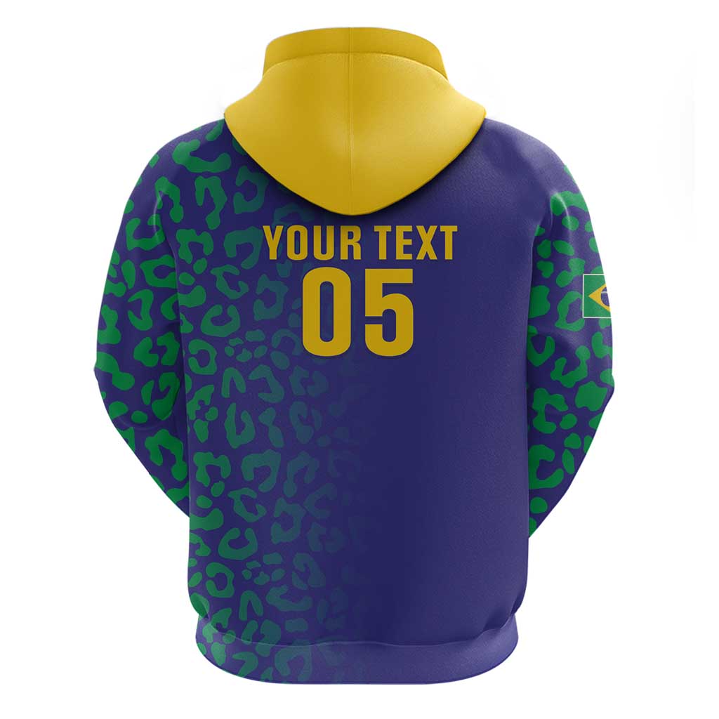 Custom Brazil Football Hoodie With Leopard Pattern LT05