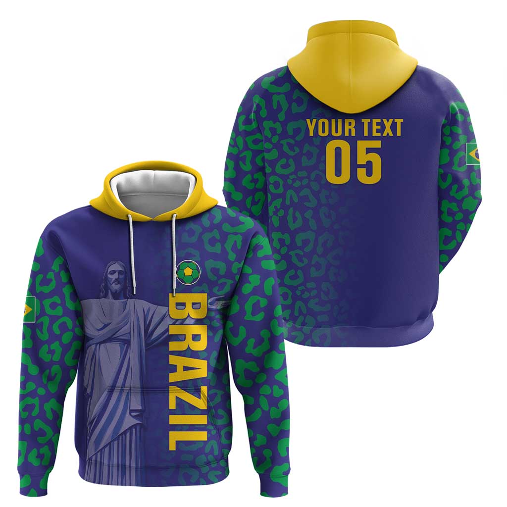 Custom Brazil Football Hoodie With Leopard Pattern LT05