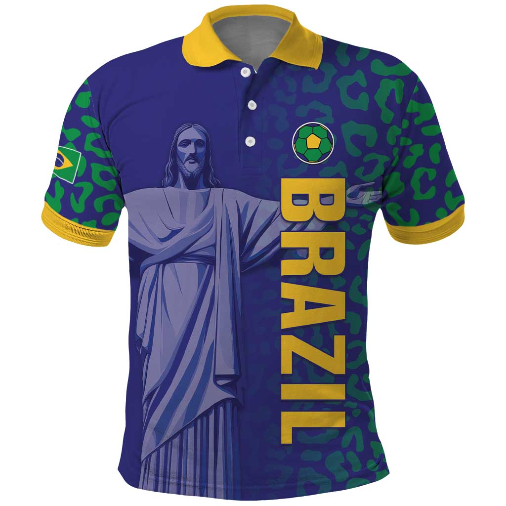 Custom Brazil Football Polo Shirt With Leopard Pattern LT05