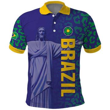Custom Brazil Football Polo Shirt With Leopard Pattern LT05