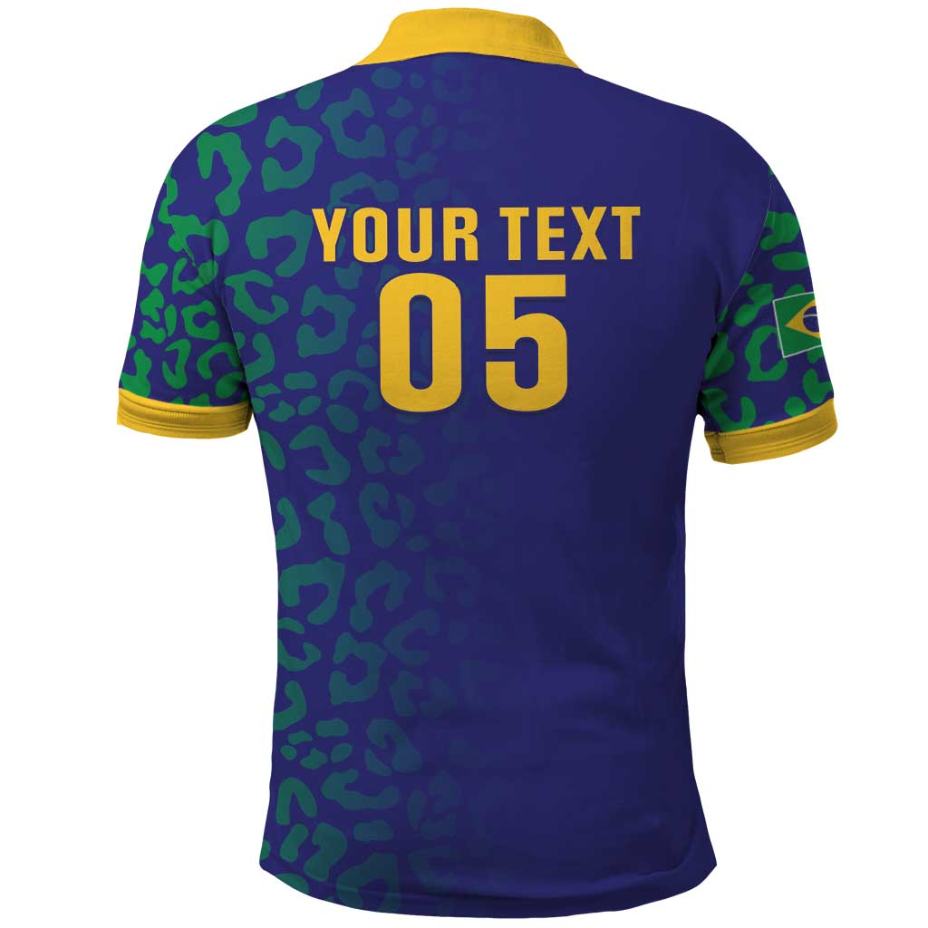 Custom Brazil Football Polo Shirt With Leopard Pattern LT05
