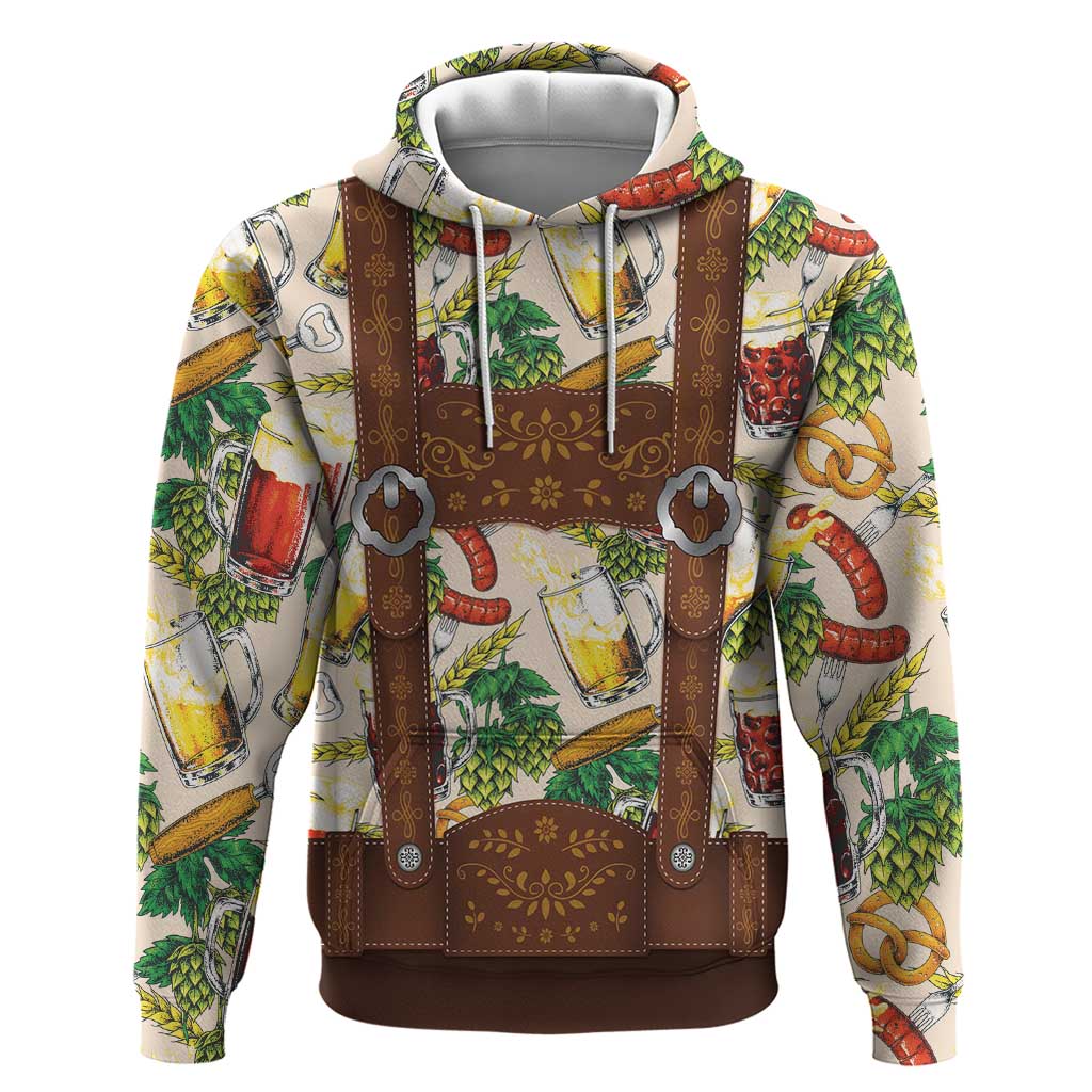 Oktoberfest Lederhosen Costume Hoodie Food And Drink Pattern LT05