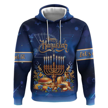 Jewish Hanukkah Festival Hoodie Let's Get Lit LT05