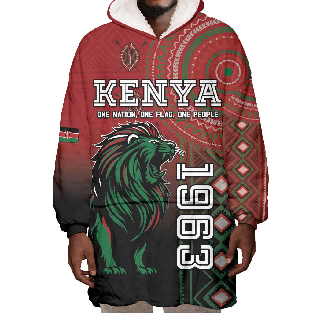 Personalised Kenya Jamhuri Day Wearable Blanket Hoodie One Nation One Flag One People LT05