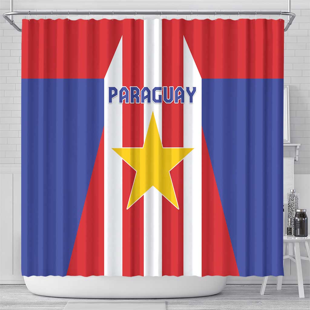 Paraguay Star Football Shower Curtain Go Albirroja LT05