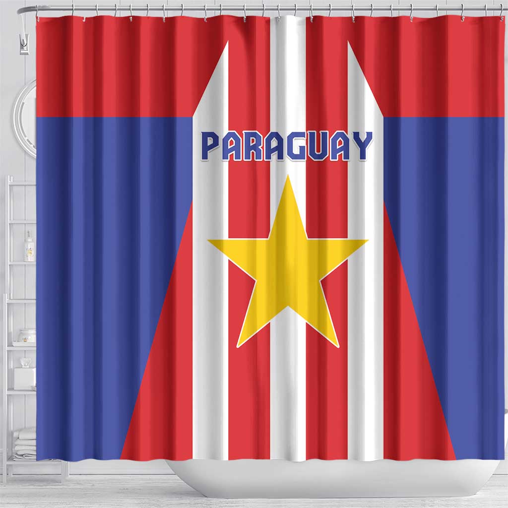 Paraguay Star Football Shower Curtain Go Albirroja LT05