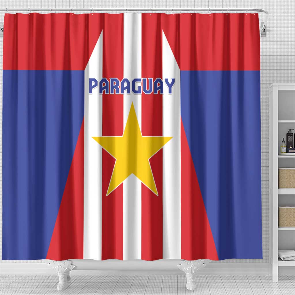 Paraguay Star Football Shower Curtain Go Albirroja LT05