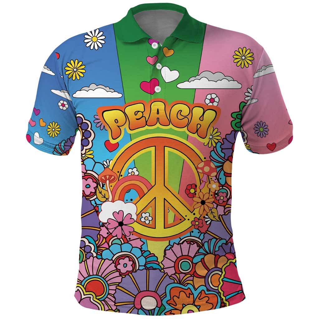 Hippie Peace Love Polo Shirt Colorful Style LT05