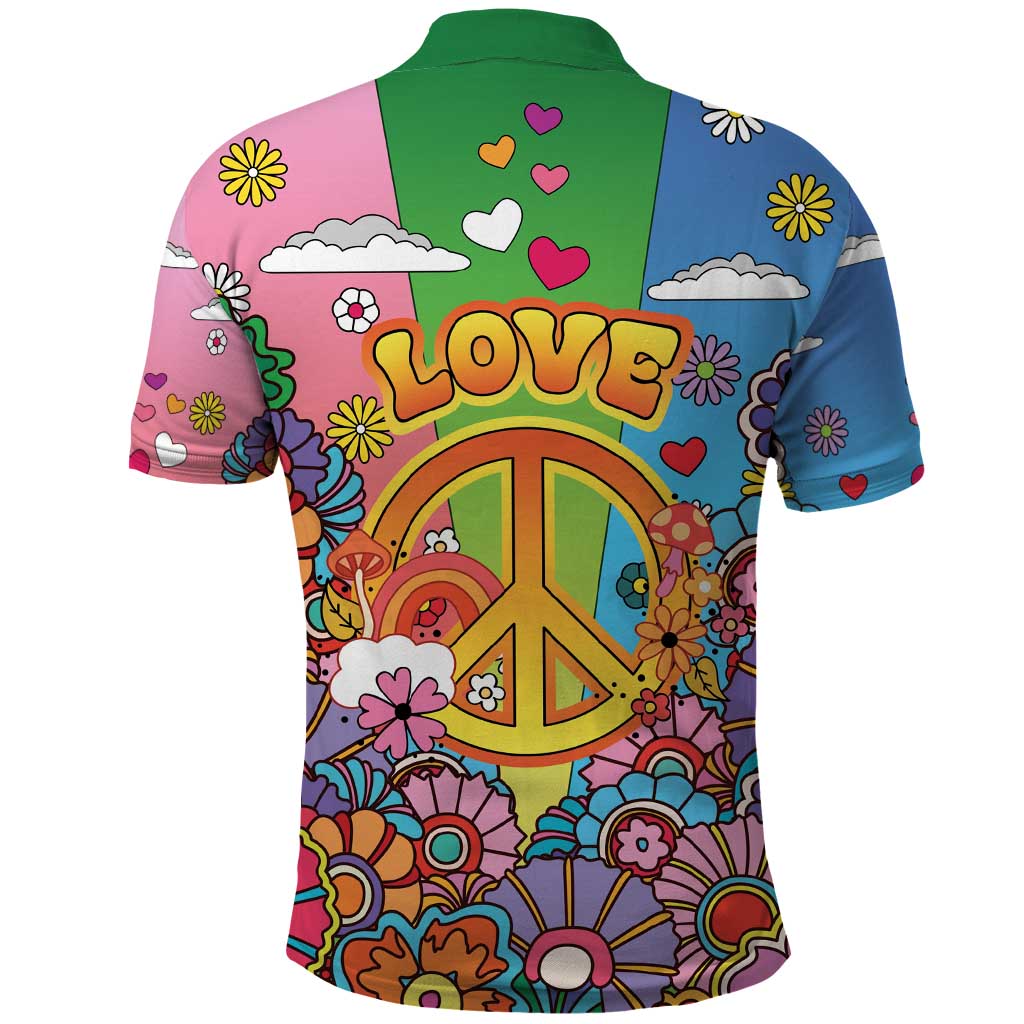 Hippie Peace Love Polo Shirt Colorful Style LT05