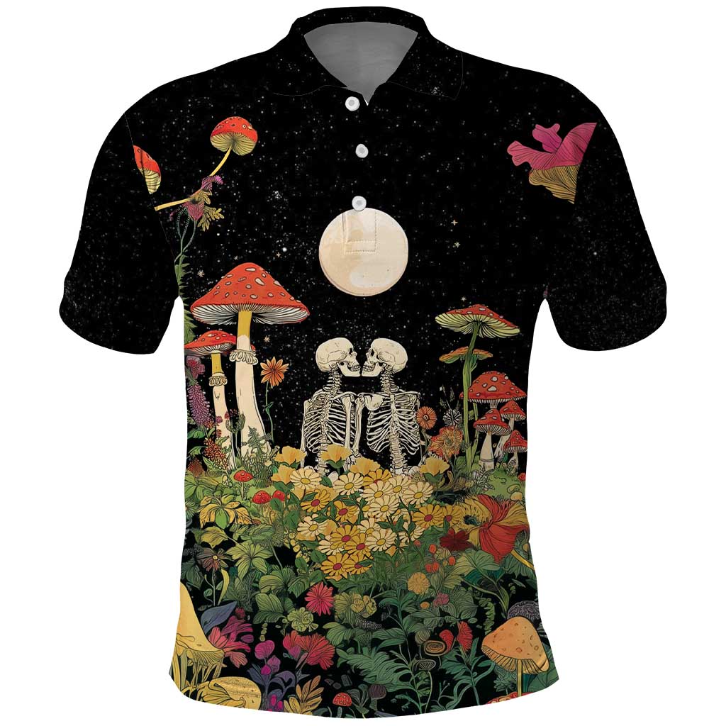Skeleton Lovers Polo Shirt Hippie Gothic Aesthetic LT05