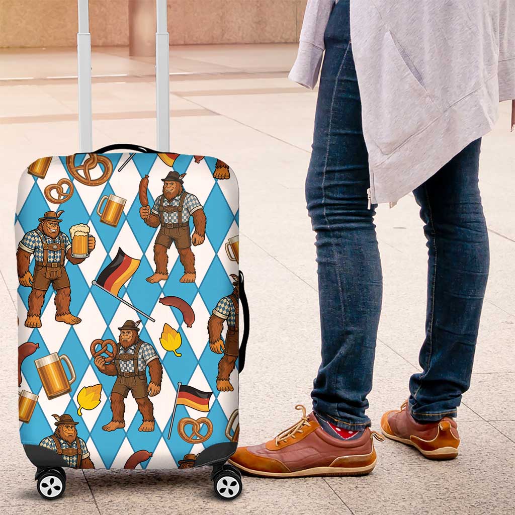 Funny Bigfoot Oktoberfest Luggage Cover Sasquatch Beer Pretzel Bavarian LT05