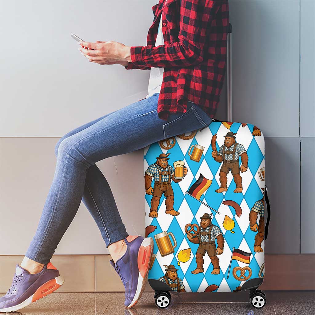 Funny Bigfoot Oktoberfest Luggage Cover Sasquatch Beer Pretzel Bavarian LT05