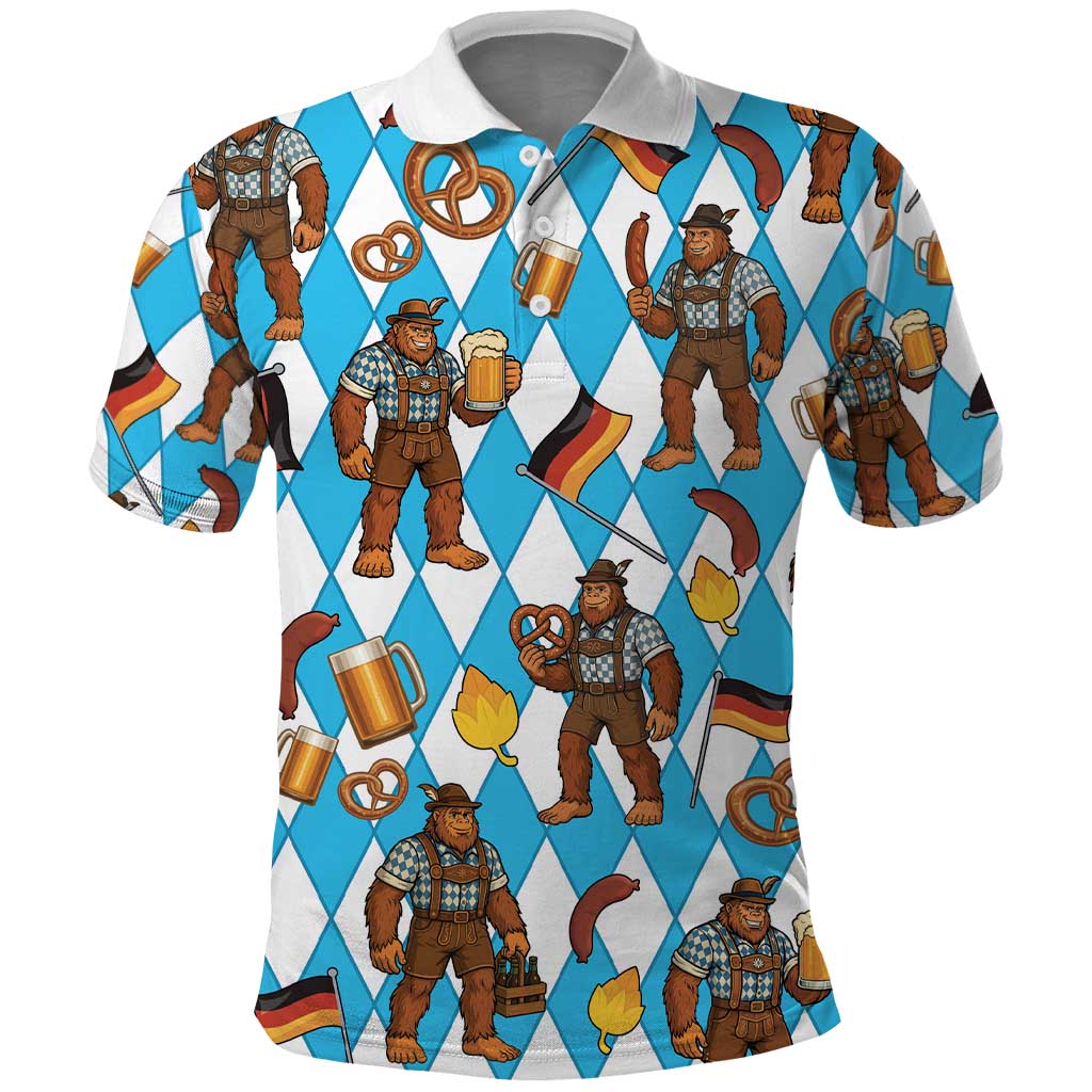Funny Bigfoot Oktoberfest Polo Shirt Sasquatch Beer Pretzel Bavarian LT05