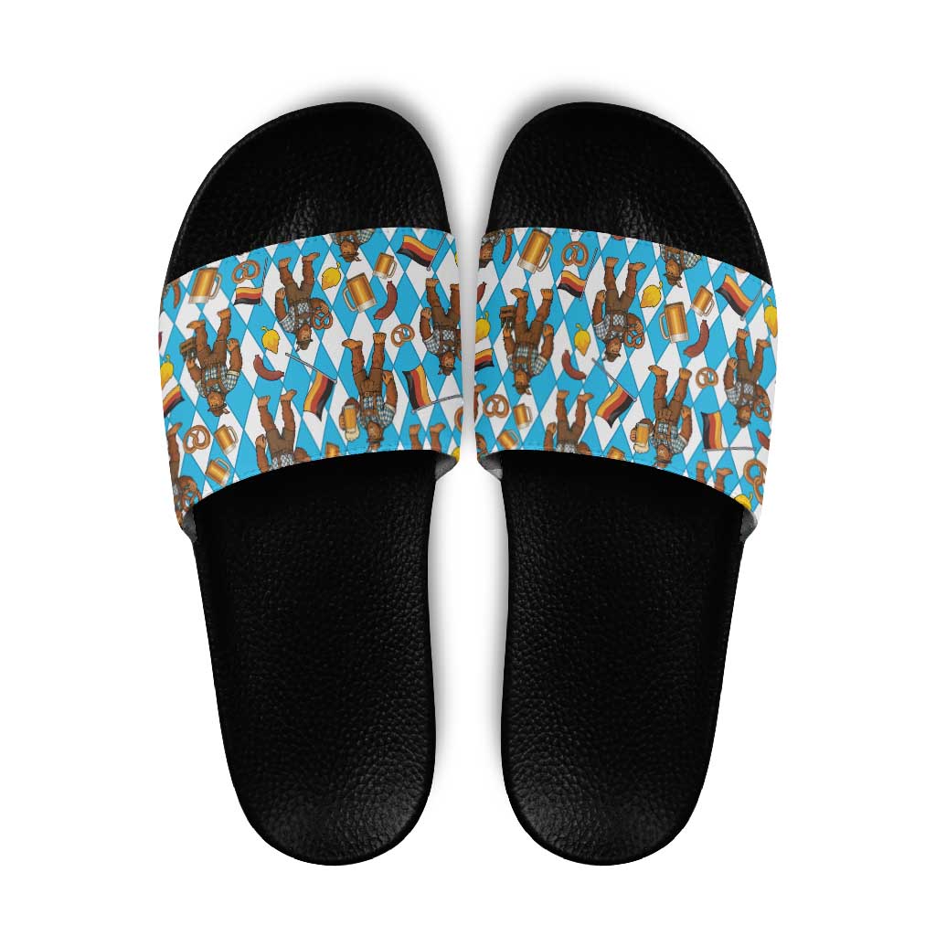 Funny Bigfoot Oktoberfest Slide Sandals Sasquatch Beer Pretzel Bavarian LT05