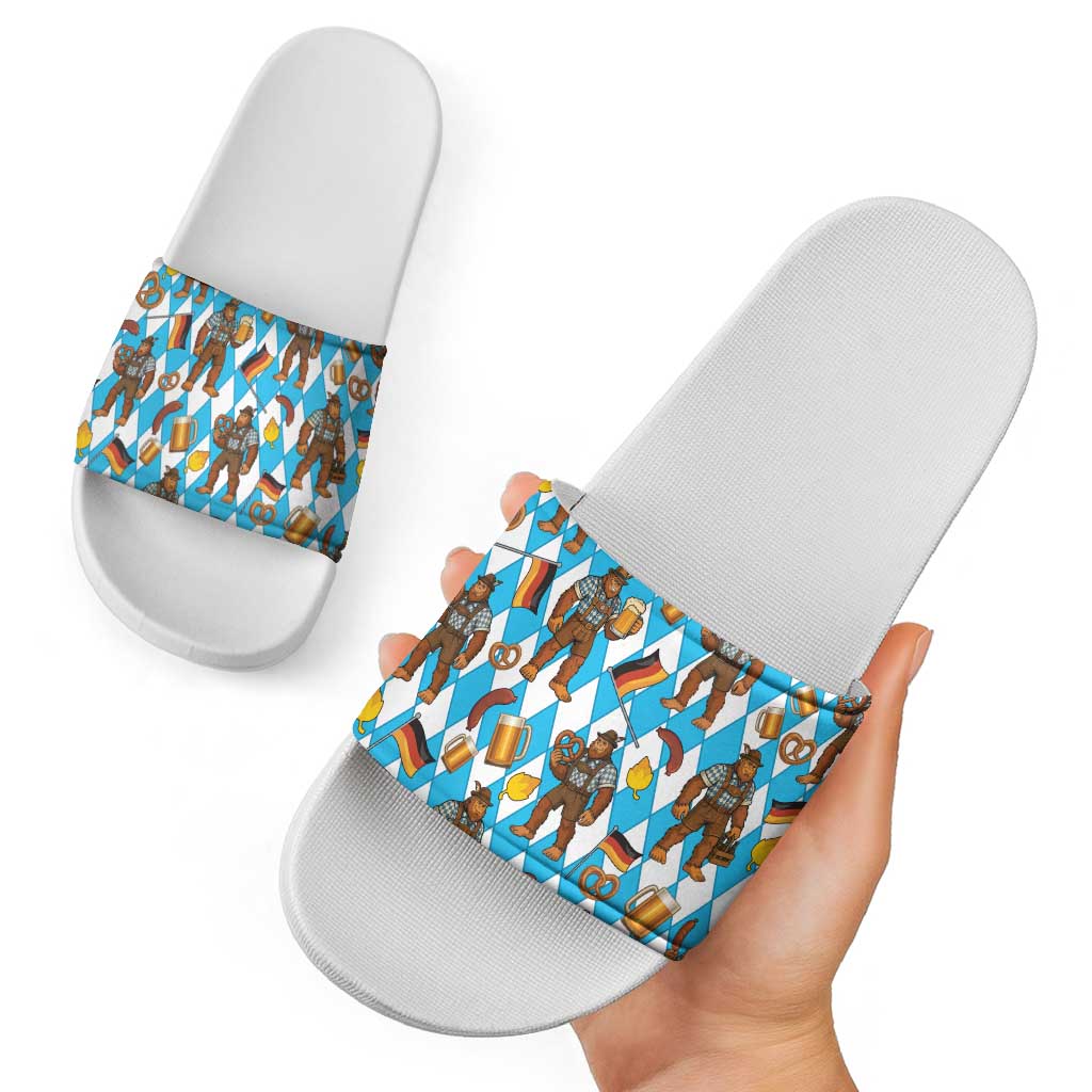 Funny Bigfoot Oktoberfest Slide Sandals Sasquatch Beer Pretzel Bavarian LT05