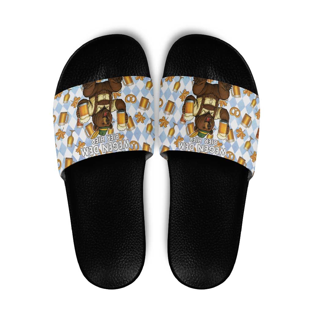 Funny Beer Oktoberfest Slide Sandals Ich Bin Nur Wegen Dem Bier Hier LT05