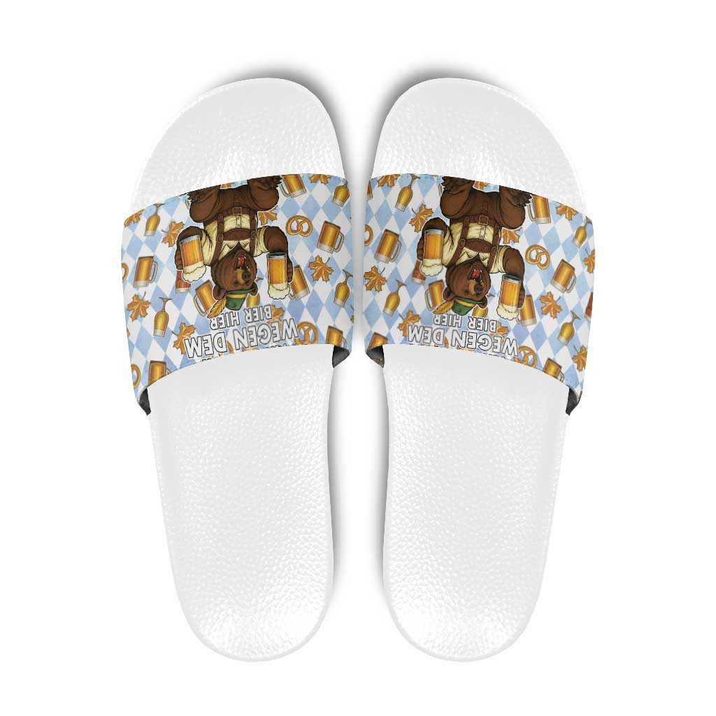 Funny Beer Oktoberfest Slide Sandals Ich Bin Nur Wegen Dem Bier Hier LT05