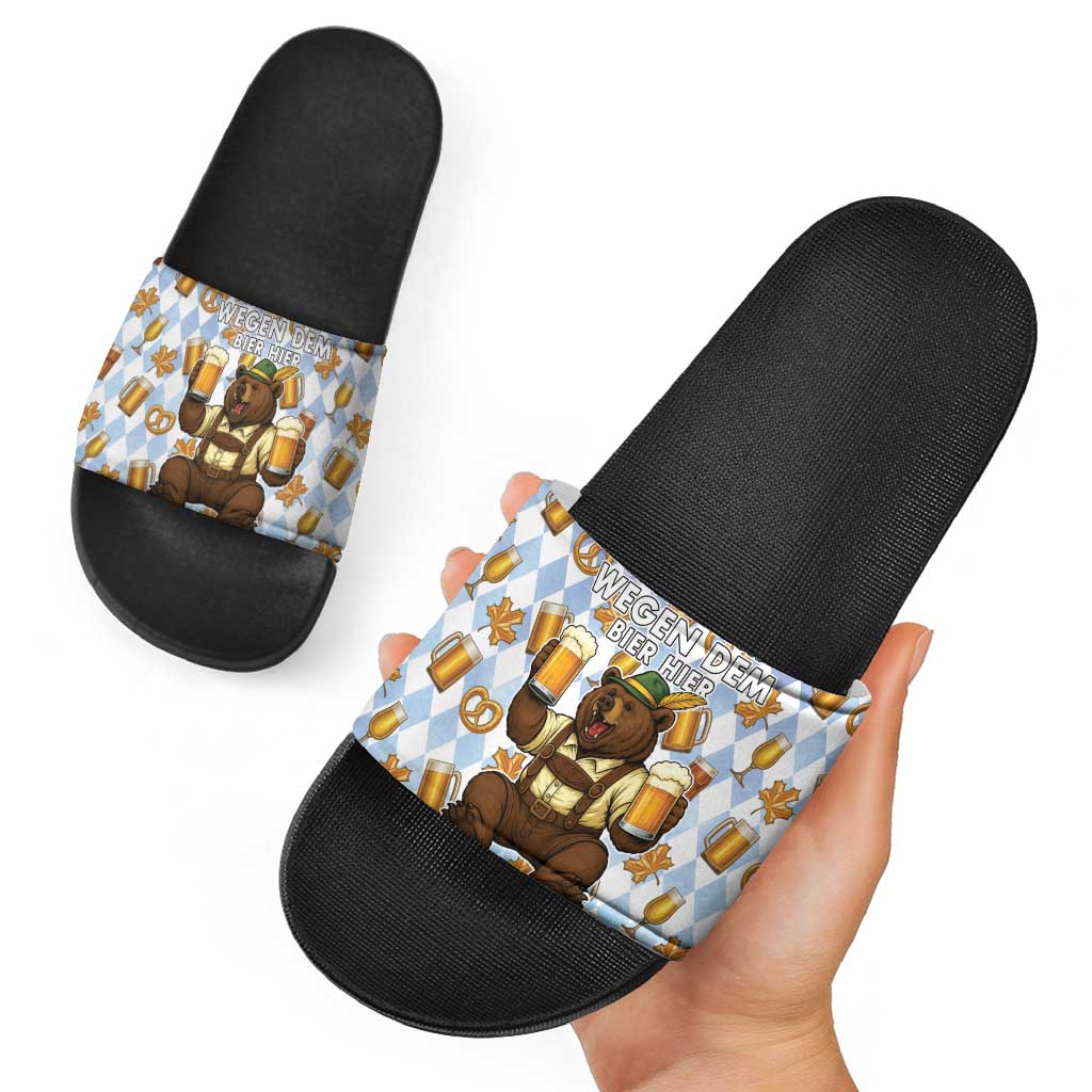 Funny Beer Oktoberfest Slide Sandals Ich Bin Nur Wegen Dem Bier Hier LT05