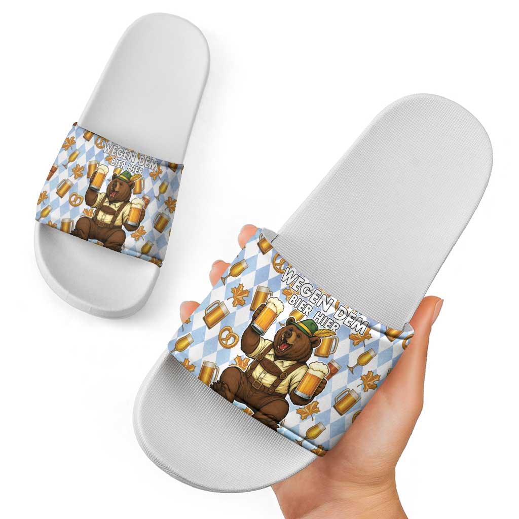 Funny Beer Oktoberfest Slide Sandals Ich Bin Nur Wegen Dem Bier Hier LT05