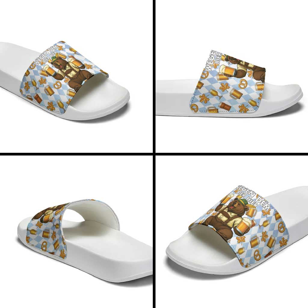 Funny Beer Oktoberfest Slide Sandals Ich Bin Nur Wegen Dem Bier Hier LT05