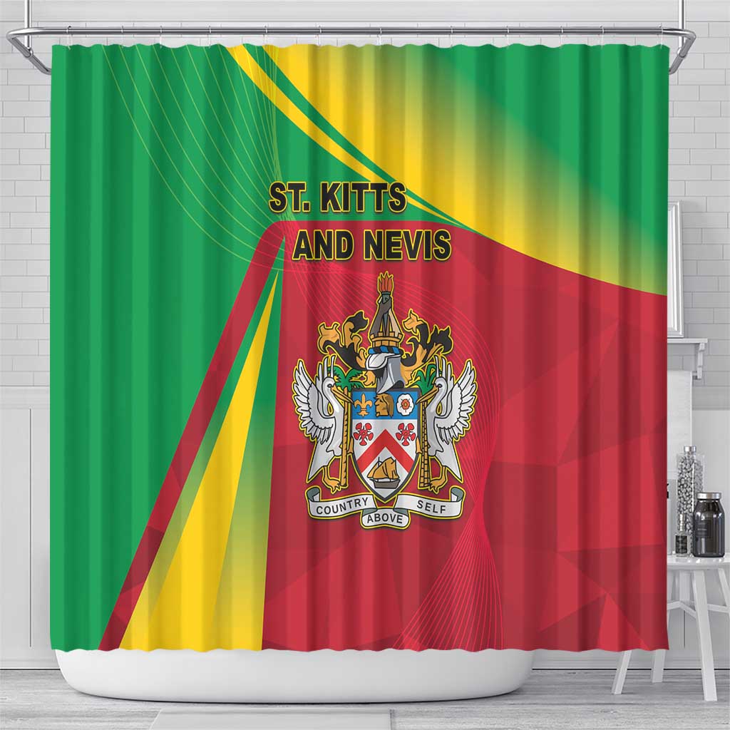 Saint Kitts and Nevis Shower Curtain Coat Of Arms Sporty Style LT05
