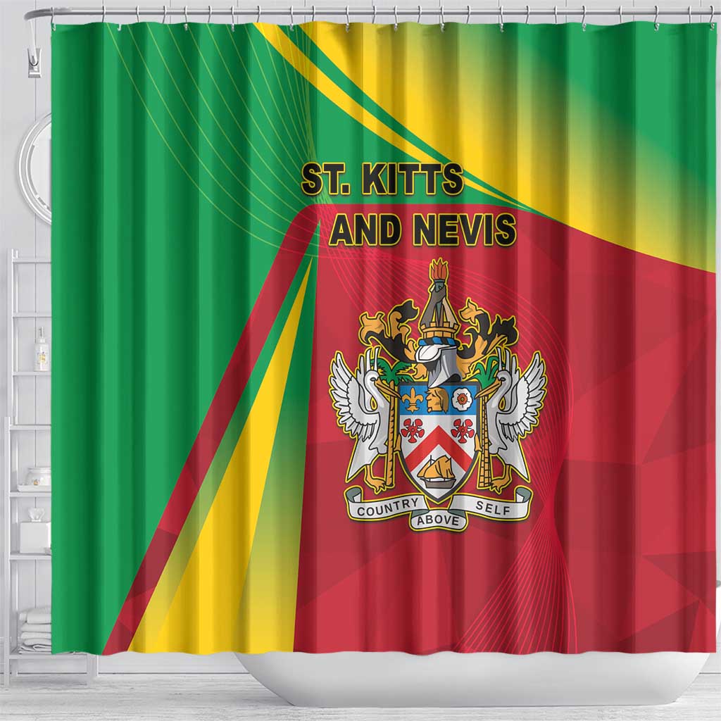 Saint Kitts and Nevis Shower Curtain Coat Of Arms Sporty Style LT05